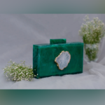 The  Green Baroque Rectangular Clutch