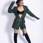 Green Sequin Belted Blazer Dress