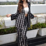 Black Printed Cotton Oversized Blazer