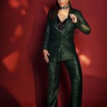 Green Sequin Belted Blazer