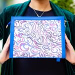 Blue Clutch With Winter Print